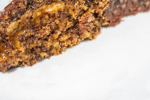 Slice of cake, close up Stockfoto's