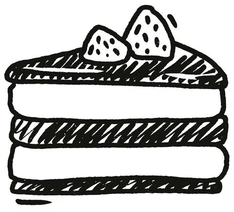 Slice cake doole sketch on white background Stock Illustration