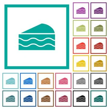 Slice of cake flat color icons with quadrant frames Stock Illustration