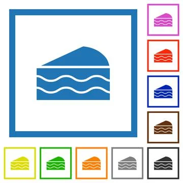 Slice of cake flat framed icons Illustrazione stock