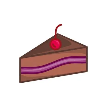Slice of cake flat icon. Cupcake pictogram for web. Line stroke. Isolated on  Stock Illustration