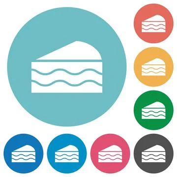 Slice of cake flat round icons Stock Illustration