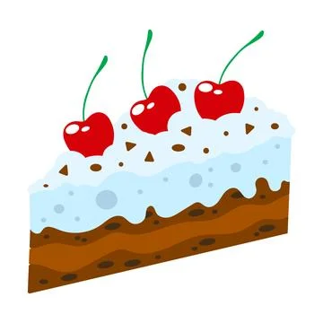 Slice of cake in flat style illustration. Cake for design, food apps and website Stock Illustration