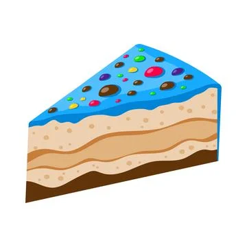 Slice of cake in flat style illustration. Cake for design, food apps and website Stock Illustration
