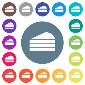 Slice of cake flat white icons on round color backgrounds イラスト素材