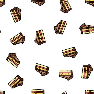 Slice cake food dessert vector seamless pattern Stock Illustration
