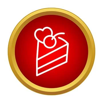 Slice of cake with heart and cherry icon Stock Illustration