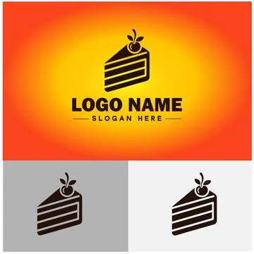 Slice of cake icon Cake portion Cake wedge Cake piece flat logo sign symbol.. Illustrazione stock