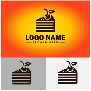 Slice of cake icon Cake portion Cake wedge Cake piece flat logo sign symbol.. イラスト素材