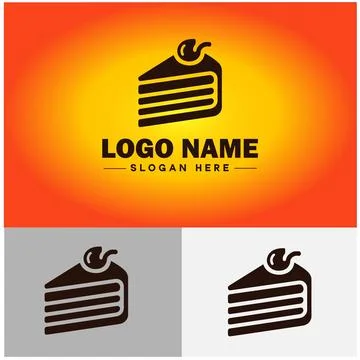 Slice of cake icon Cake portion Cake wedge Cake piece flat logo sign symbol.. Stock Illustration
