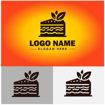 Slice of cake icon Cake portion Cake wedge Cake piece flat logo sign symbol.. Stock Illustration
