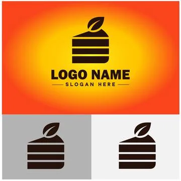 Slice of cake icon Cake portion Cake wedge Cake piece flat logo sign symbol.. Illustrazione stock
