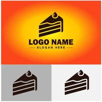 Slice of cake icon Cake portion Cake wedge Cake piece flat logo sign symbol.. Stock Illustration
