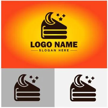 Slice of cake icon Cake portion Cake wedge Cake piece flat logo sign symbol.. Stock Illustration