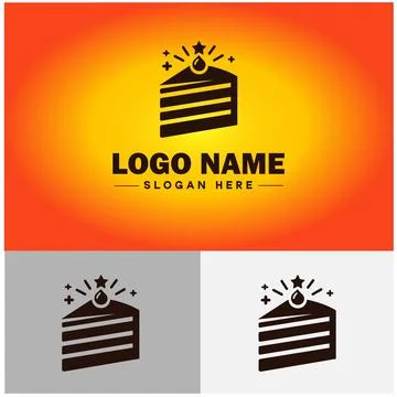 Slice of cake icon Cake portion Cake wedge Cake piece flat logo sign symbol.. Illustrazione stock
