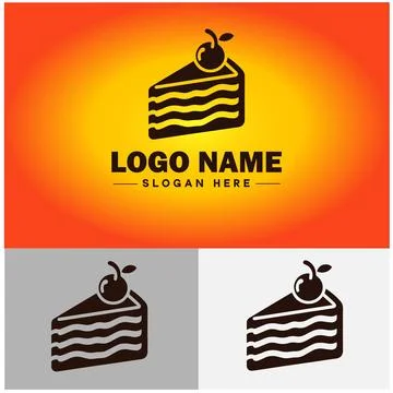 Slice of cake icon Cake portion Cake wedge Cake piece flat logo sign symbol.. イラスト素材