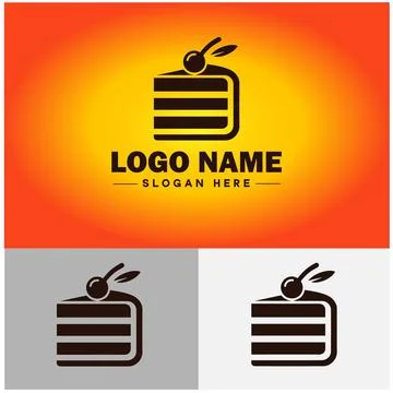 Slice of cake icon Cake portion Cake wedge Cake piece flat logo sign symbol.. イラスト素材