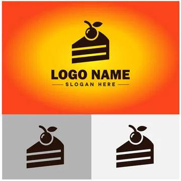 Slice of cake icon Cake portion Cake wedge Cake piece flat logo sign symbol.. イラスト素材