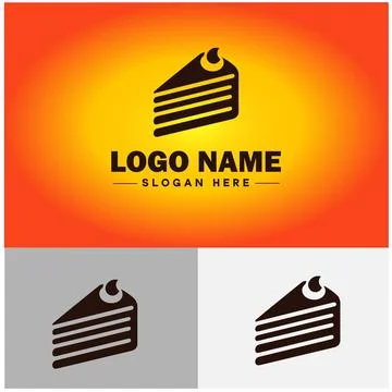 Slice of cake icon Cake portion Cake wedge Cake piece flat logo sign symbol.. Stock Illustration