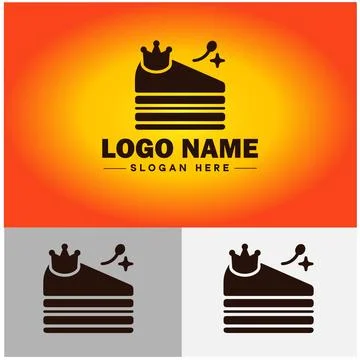 Slice of cake icon Cake portion Cake wedge Cake piece flat logo sign symbol.. Illustrazione stock