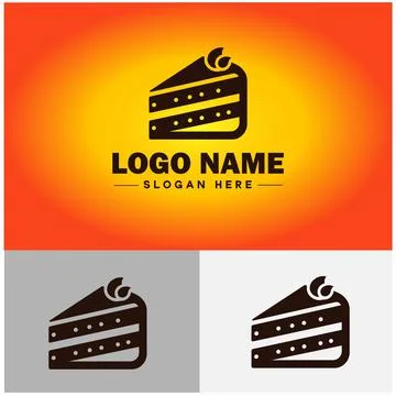 Slice of cake icon Cake portion Cake wedge Cake piece flat logo sign symbol.. Stock Illustration