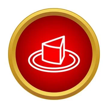 Slice of cake icon red symbol vector dessert Stock Illustration