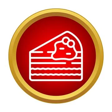 Slice of cake with layers and icing icon Stock Illustration