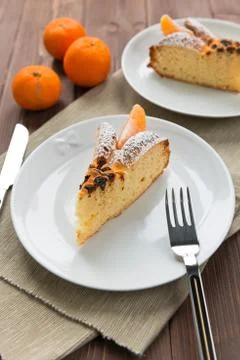 Slice of cake to the mandarin Stock Photos