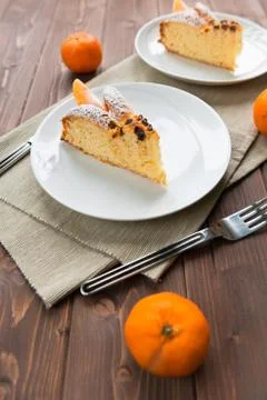 Slice of cake to the mandarin Stock Photos