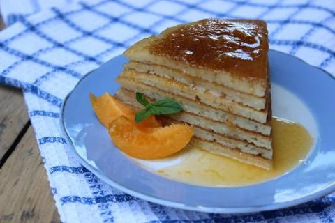 Slice cake pancake Stock Photos