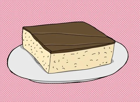 Slice of Cake On Pink Stock Illustration