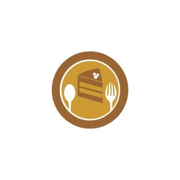 Slice of cake on plate vector illustration. Logo for cake shop and bakery Stock Illustration