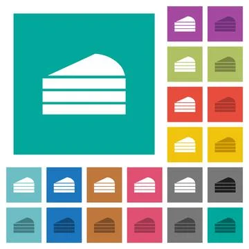 Slice of cake square flat multi colored icons イラスト素材