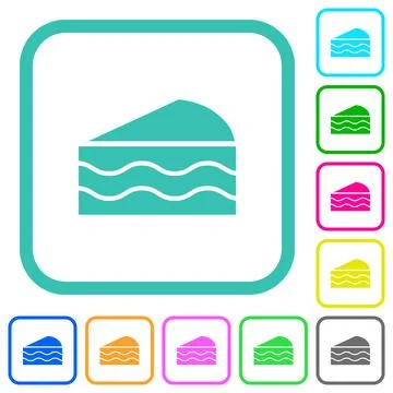 Slice of cake vivid colored flat icons イラスト素材
