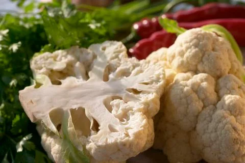 Slice of cauliflower Stock Photos
