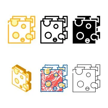 Slice cheese color stylized icon vector Stock Illustration