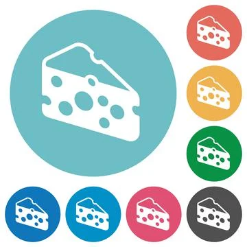 Slice of cheese flat round icons Stock Illustration