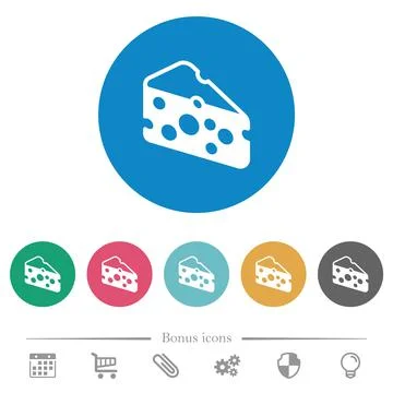 Slice of cheese flat round icons Stock Illustration
