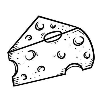 Slice cheese hand drawn Stock Illustration