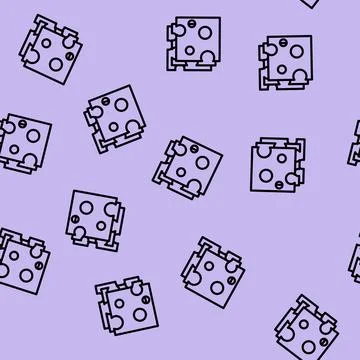Slice cheese line vector seamless pattern Stock Illustration