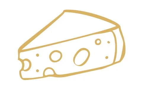 Slice cheese mediterranean doodle. Vector doodle illustration icon isolated.. Stock Illustration