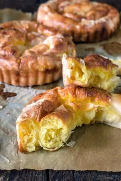 Slice of cheese pie Foto stock