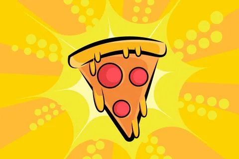 Slice of cheese pizza, with orange background. Vector Illustration Stock Illustration