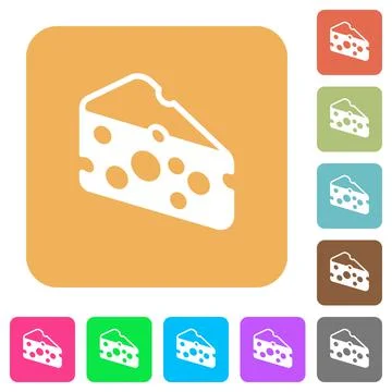 Slice of cheese rounded square flat icons Stock Illustration