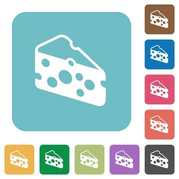 Slice of cheese rounded square flat icons Stock Illustration