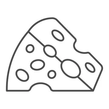 Slice of cheese thin line icon, englishbreakfast concept, triangular cheese Stock Illustration