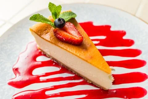 Slice of Cheesecake Stock Photos
