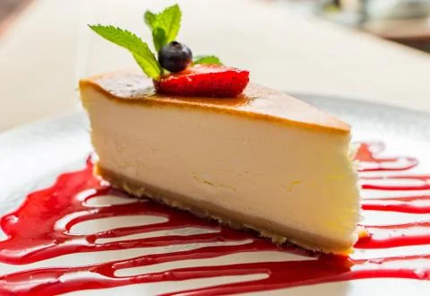 Slice of Cheesecake Stock Photos