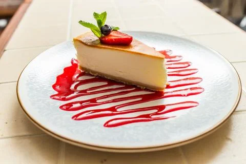 Slice of Cheesecake Stock Photos