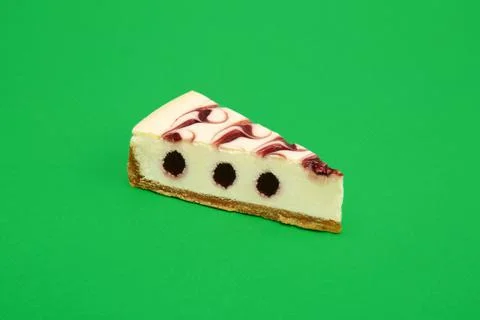 Slice of cheesecake pie on colored background Stock Photos
